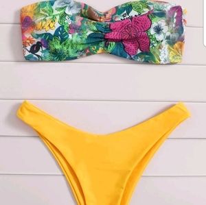Floral Bandeau Yellow 2-piece Bikini